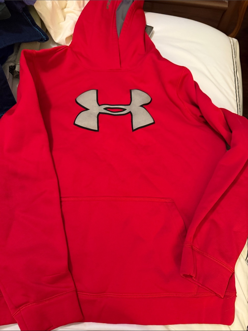 Under Armour Kids Red Hoodie with Gray Logo